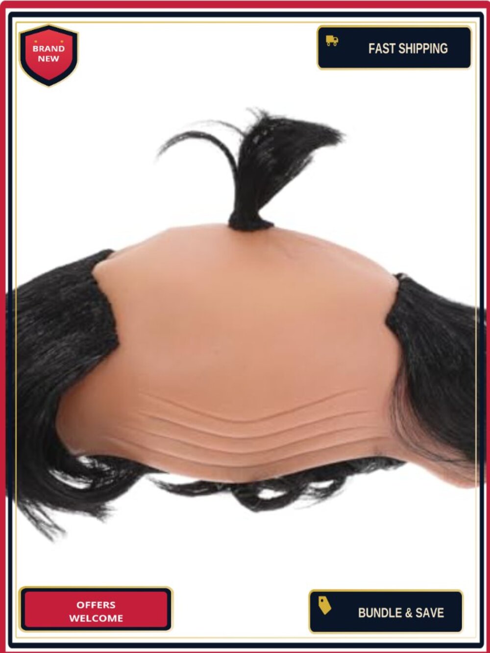 Bald Old Man Costume Wig Vinyl Funny Grandpa Accessory